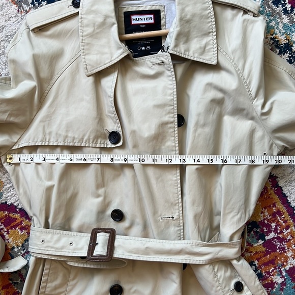 HUNTER LEATHER BUCKLE TRENCH COAT MEDIUM Double Breasted Raincoat Long J… - Picture 11 of 13